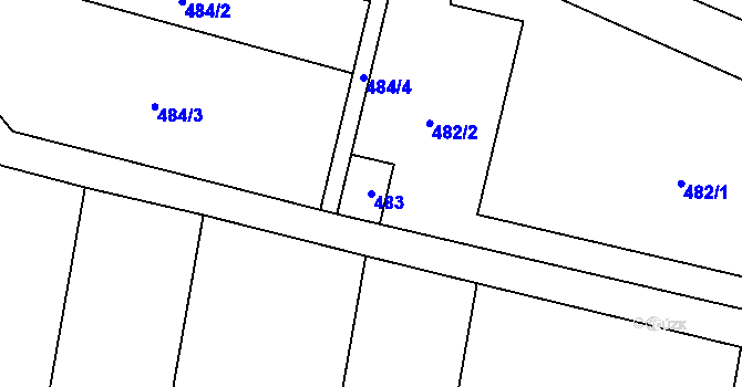 Parcela st. 483 v KÚ Pivín, Katastrální mapa