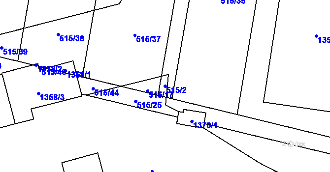 Parcela st. 515/2 v KÚ Pivín, Katastrální mapa