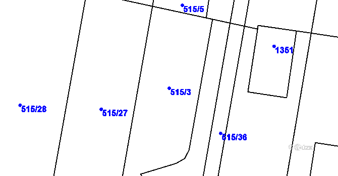 Parcela st. 515/3 v KÚ Pivín, Katastrální mapa