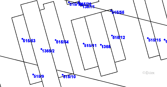 Parcela st. 515/11 v KÚ Pivín, Katastrální mapa