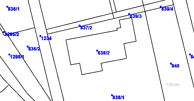 Parcela st. 838/2 v KÚ Pivín, Katastrální mapa