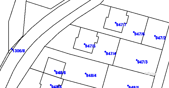 Parcela st. 947/5 v KÚ Pivín, Katastrální mapa