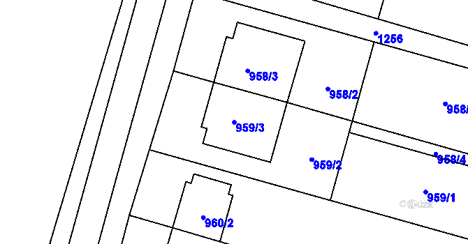 Parcela st. 959/3 v KÚ Pivín, Katastrální mapa