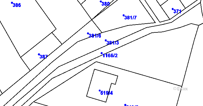 Parcela st. 1166/2 v KÚ Pivín, Katastrální mapa