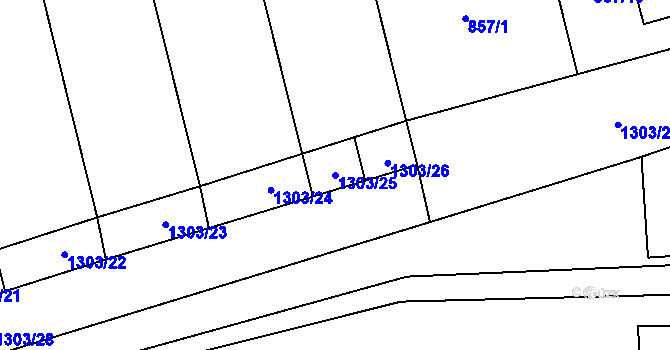 Parcela st. 1303/25 v KÚ Pivín, Katastrální mapa