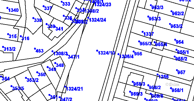 Parcela st. 1324/10 v KÚ Pivín, Katastrální mapa