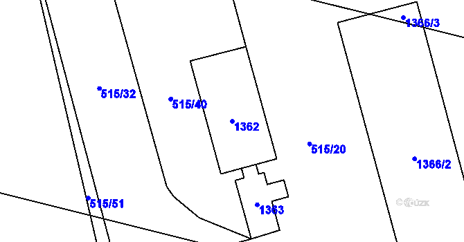 Parcela st. 1362 v KÚ Pivín, Katastrální mapa