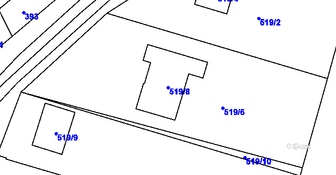 Parcela st. 519/8 v KÚ Pivín, Katastrální mapa
