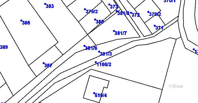 Parcela st. 381/3 v KÚ Pivín, Katastrální mapa