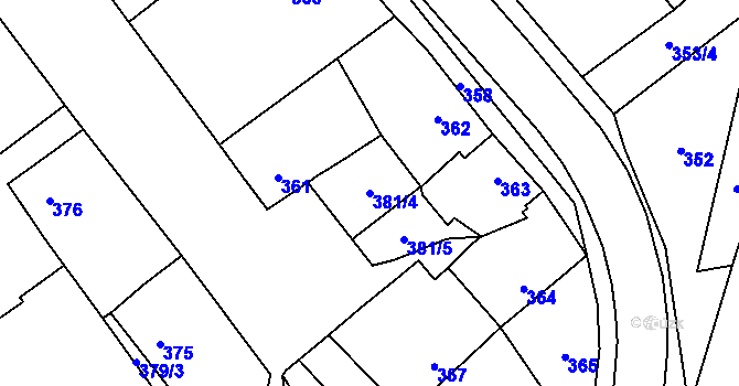 Parcela st. 381/4 v KÚ Pivín, Katastrální mapa
