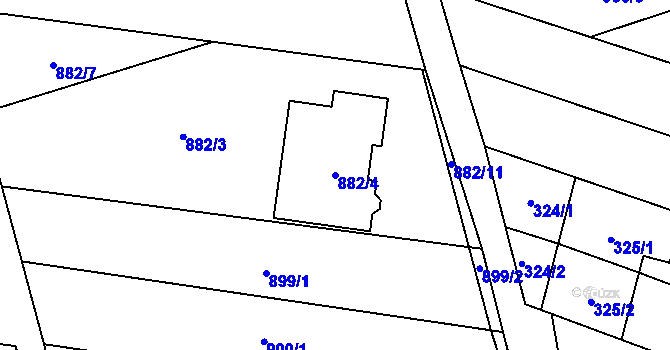 Parcela st. 882/4 v KÚ Pivín, Katastrální mapa