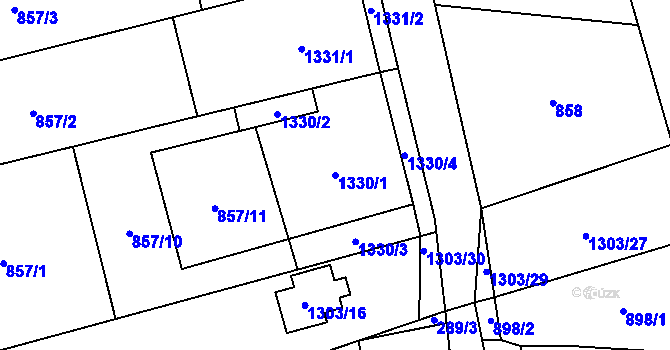 Parcela st. 1330/1 v KÚ Pivín, Katastrální mapa