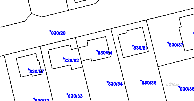 Parcela st. 830/54 v KÚ Pivín, Katastrální mapa