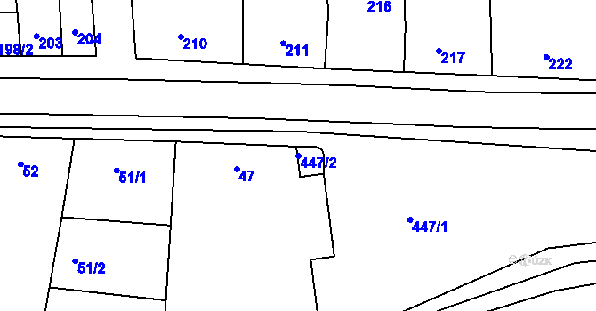 Parcela st. 447/2 v KÚ Pivín, Katastrální mapa