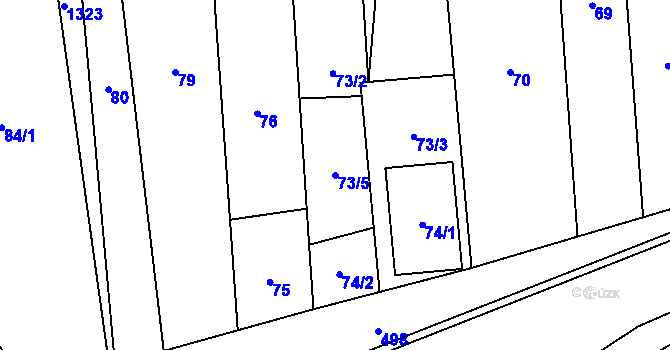 Parcela st. 73/5 v KÚ Pivín, Katastrální mapa