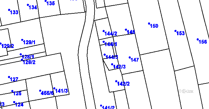 Parcela st. 144/3 v KÚ Pivín, Katastrální mapa