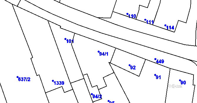 Parcela st. 94/1 v KÚ Pivín, Katastrální mapa