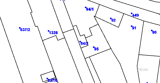 Parcela st. 94/2 v KÚ Pivín, Katastrální mapa