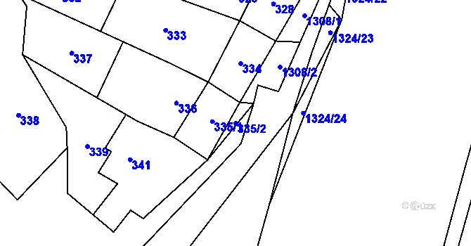 Parcela st. 335/2 v KÚ Pivín, Katastrální mapa