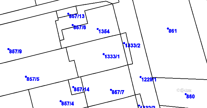 Parcela st. 1333/1 v KÚ Pivín, Katastrální mapa