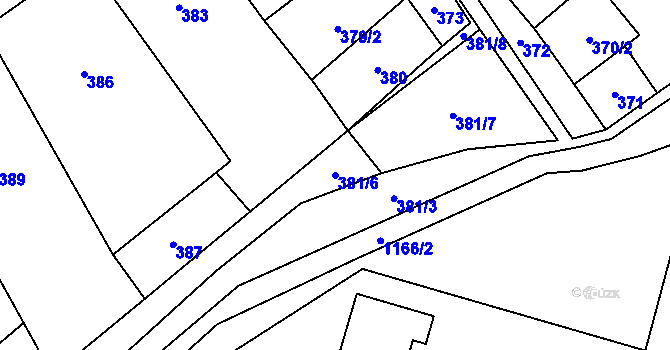 Parcela st. 381/6 v KÚ Pivín, Katastrální mapa