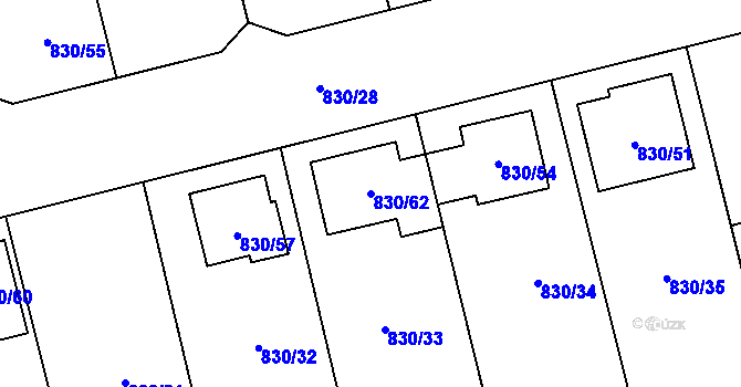 Parcela st. 830/62 v KÚ Pivín, Katastrální mapa