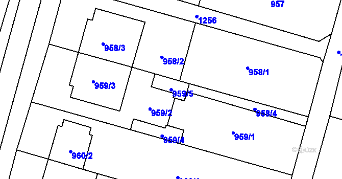 Parcela st. 959/5 v KÚ Pivín, Katastrální mapa