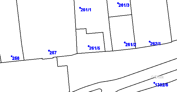Parcela st. 261/5 v KÚ Pivín, Katastrální mapa