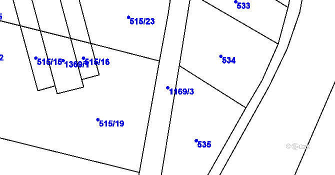 Parcela st. 1169/3 v KÚ Pivín, Katastrální mapa