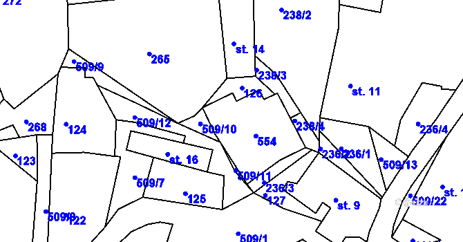 Parcela st. 15/2 v KÚ Pivonín, Katastrální mapa