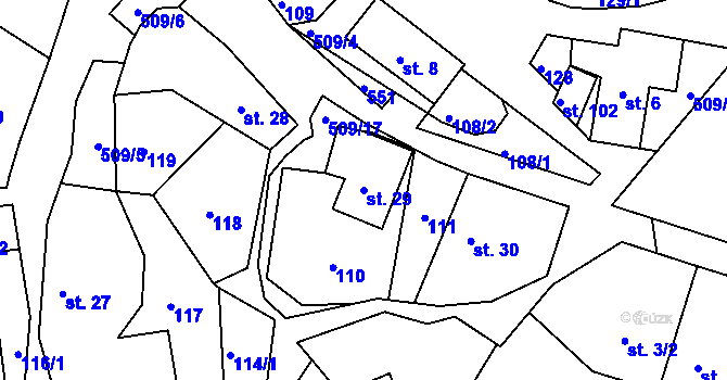 Parcela st. 29 v KÚ Pivonín, Katastrální mapa