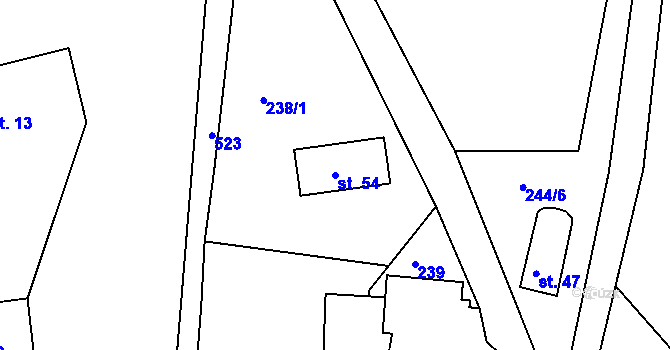 Parcela st. 54 v KÚ Pivonín, Katastrální mapa