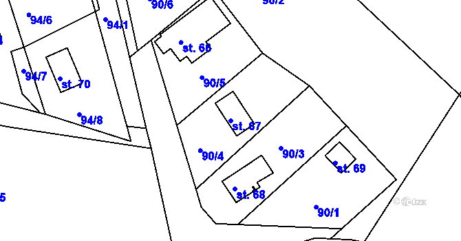 Parcela st. 67 v KÚ Pivonín, Katastrální mapa