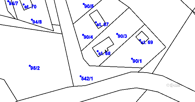 Parcela st. 68 v KÚ Pivonín, Katastrální mapa