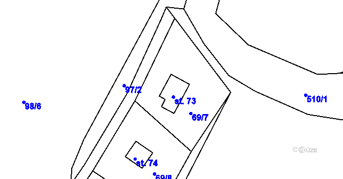Parcela st. 73 v KÚ Pivonín, Katastrální mapa