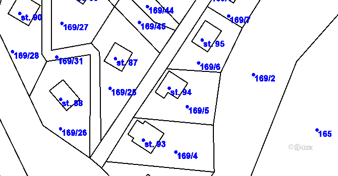 Parcela st. 94 v KÚ Pivonín, Katastrální mapa