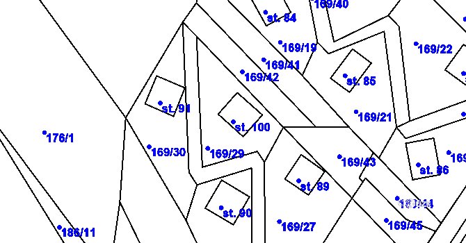 Parcela st. 100 v KÚ Pivonín, Katastrální mapa