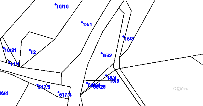 Parcela st. 15/2 v KÚ Pivonín, Katastrální mapa