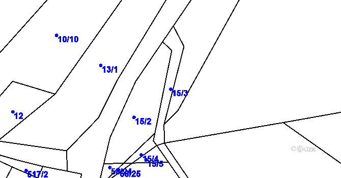 Parcela st. 15/3 v KÚ Pivonín, Katastrální mapa