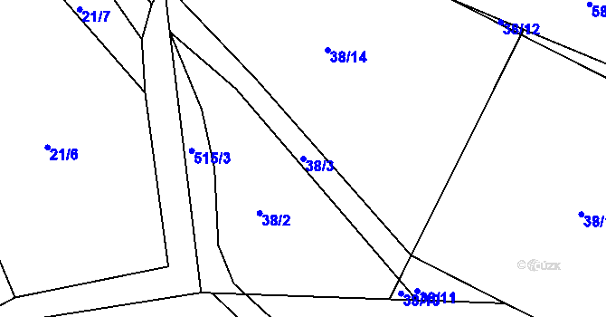 Parcela st. 38/3 v KÚ Pivonín, Katastrální mapa