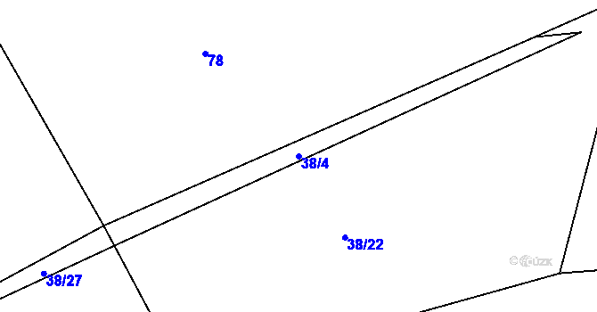 Parcela st. 38/4 v KÚ Pivonín, Katastrální mapa