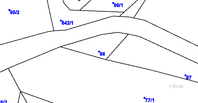 Parcela st. 88 v KÚ Pivonín, Katastrální mapa