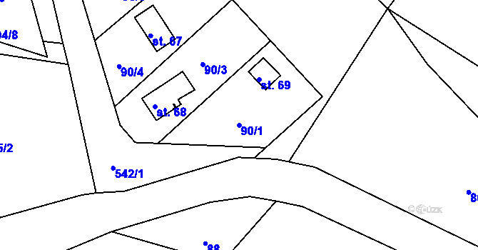 Parcela st. 90/1 v KÚ Pivonín, Katastrální mapa