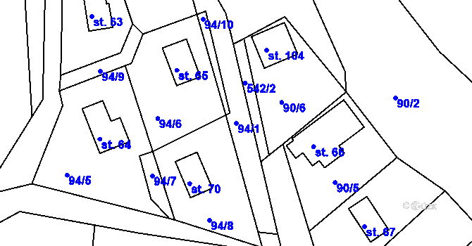 Parcela st. 94/1 v KÚ Pivonín, Katastrální mapa