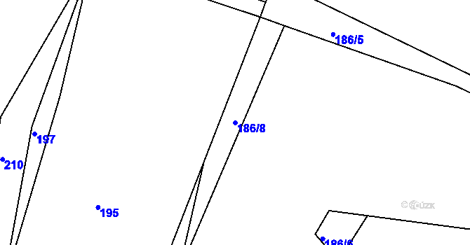 Parcela st. 186/8 v KÚ Pivonín, Katastrální mapa