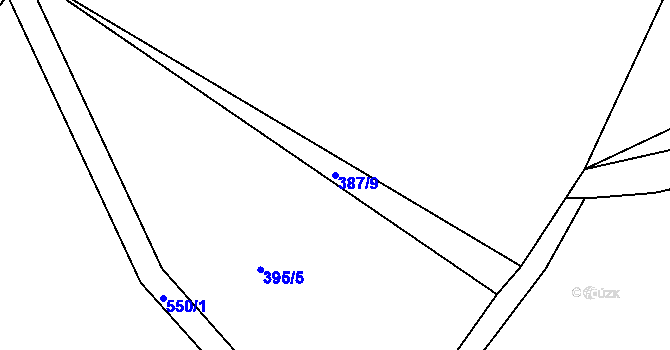 Parcela st. 387/9 v KÚ Pivonín, Katastrální mapa