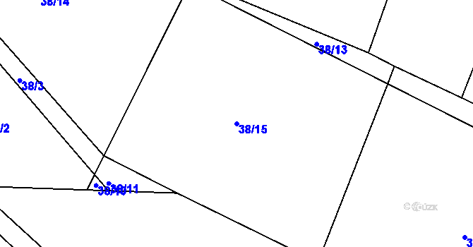 Parcela st. 38/15 v KÚ Pivonín, Katastrální mapa