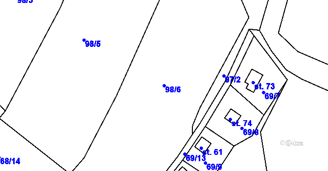 Parcela st. 98/6 v KÚ Pivonín, Katastrální mapa