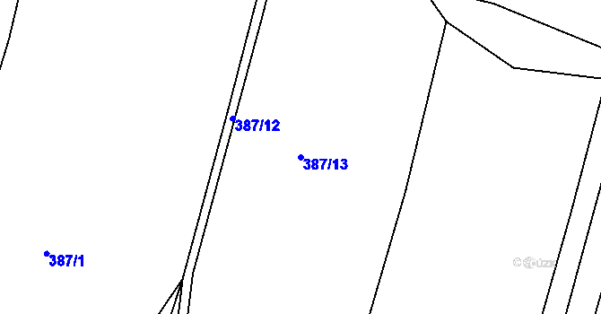 Parcela st. 387/13 v KÚ Pivonín, Katastrální mapa