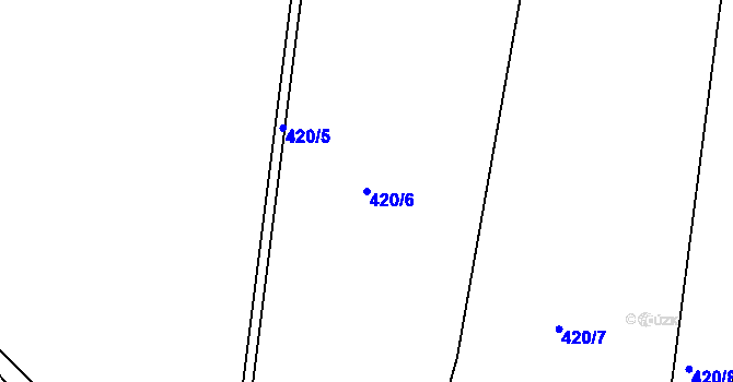 Parcela st. 420/6 v KÚ Pivonín, Katastrální mapa